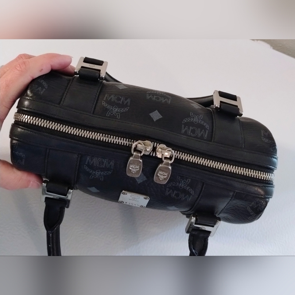 MCM Mini Boston Bag Black Visetos - Picture 6 of 12